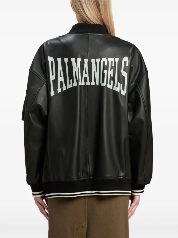 Palm Angels レザー ボンバージャケット | ブラック | FARFETCH JP