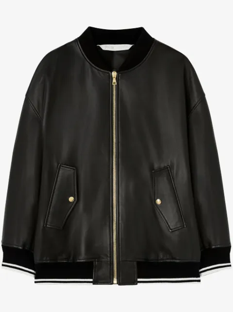 Palm Angels logo-print leather bomber jacket 