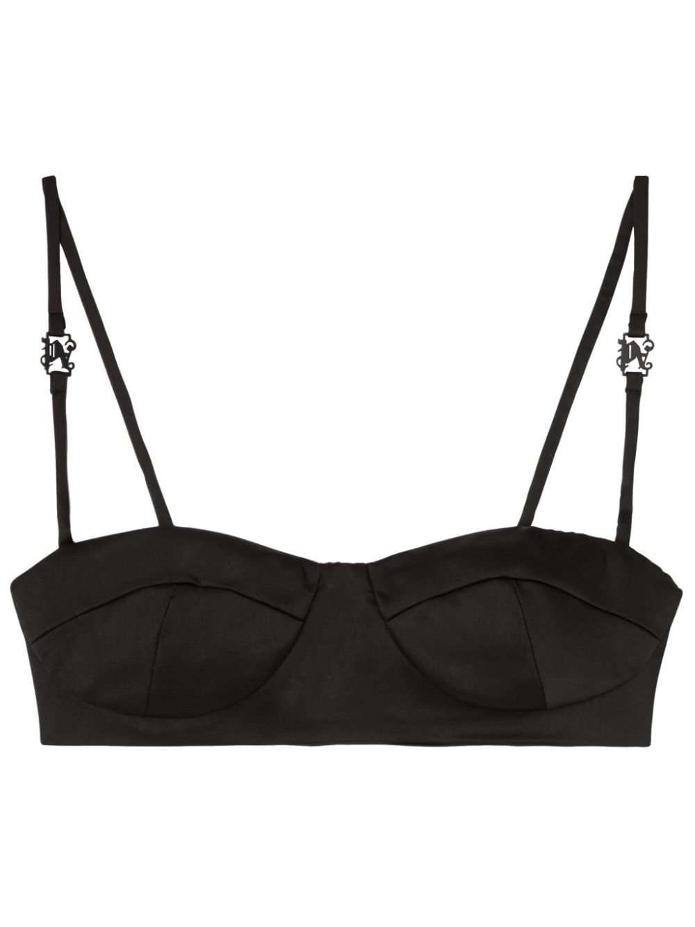 Palm Angels Monogram Balconette-style Bra In Black