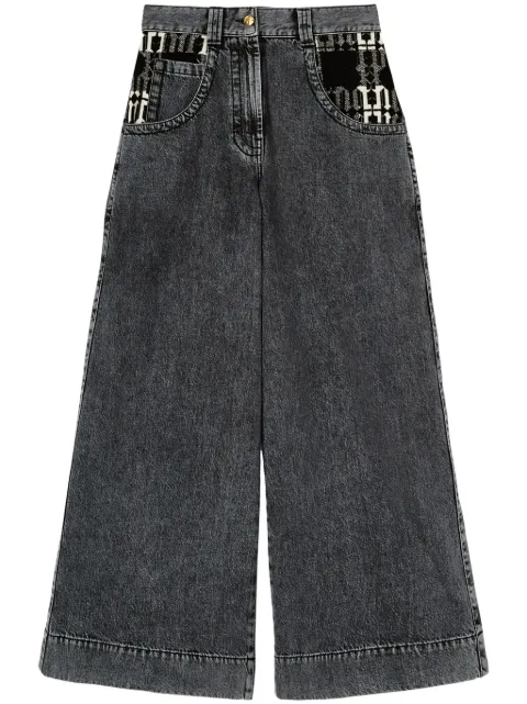 Palm Angels monogram-pattern wide-leg jeans 