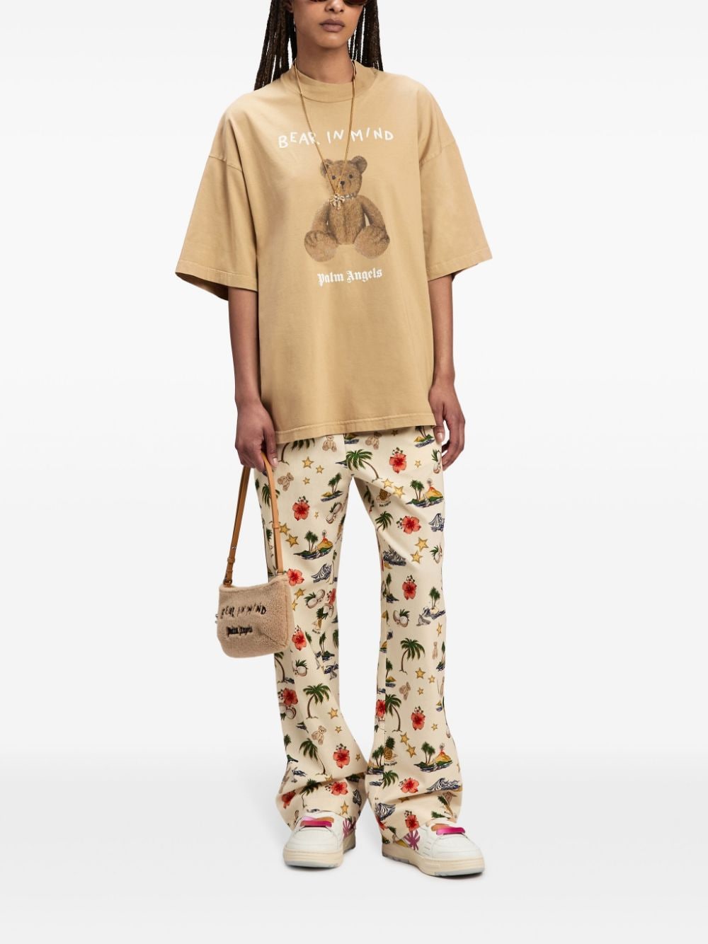 Shop Palm Angels Bear In Mind T-shirt In Neutrals