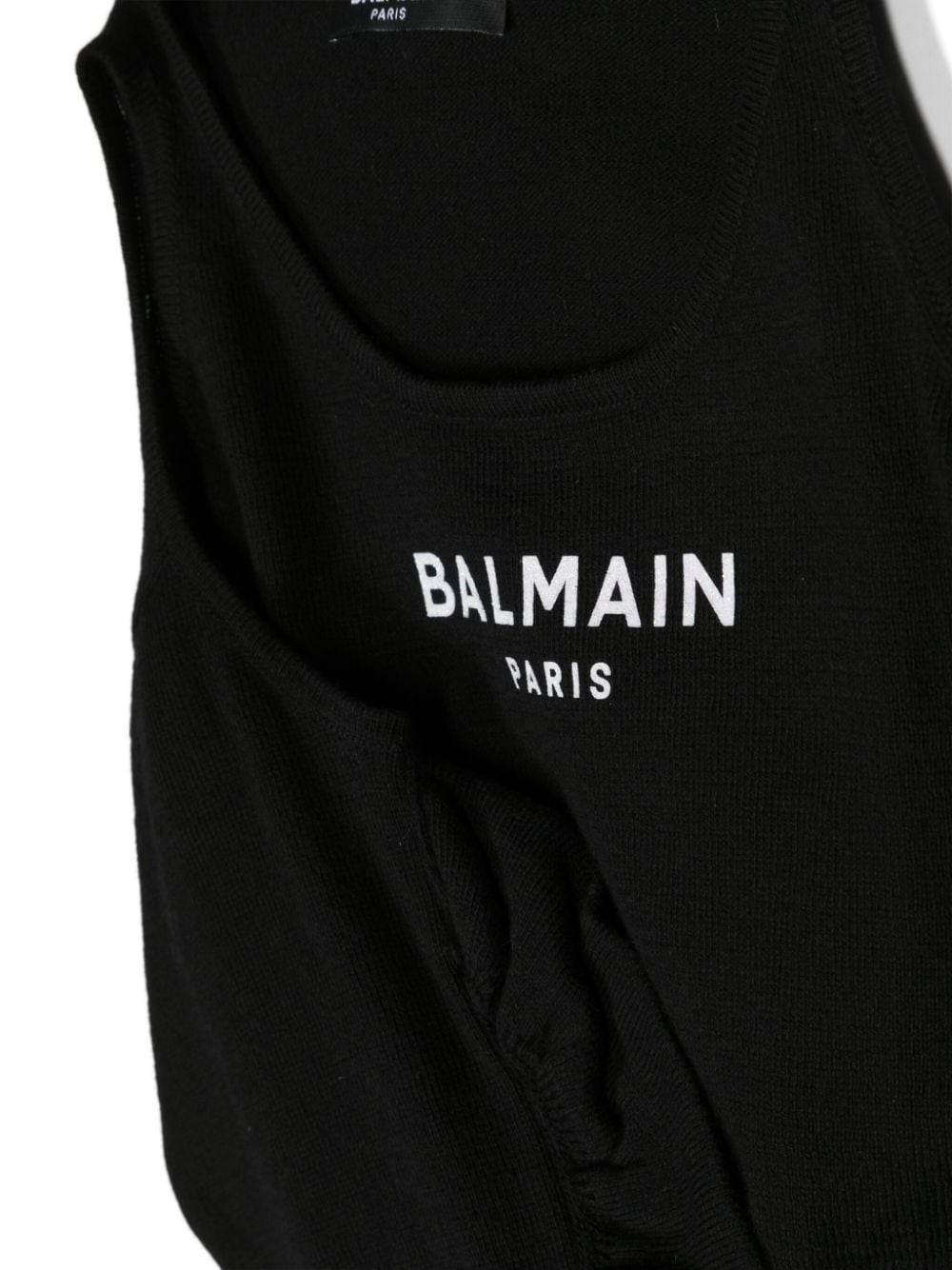 Shop Balmain Logo-print Cold-shoulder Jumper In Black