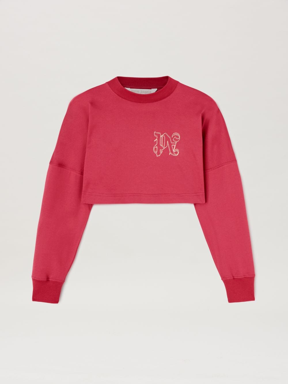 Shop Palm Angels Double Monogram Crop T-shirt In Red