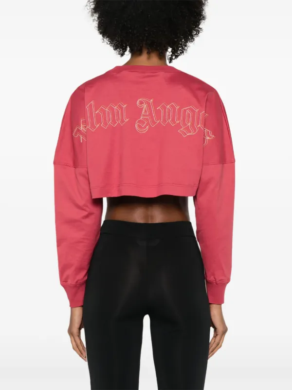 Tシャツ・カットソー Palm Angels MONOGRAM CROPPED POLO SHIRT Palm Angels Logo Cropped Polo Top | Black | FARFETCH