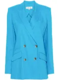 DVF Diane von Furstenberg chambray double-breasted blazer - CERULEAN BLUE