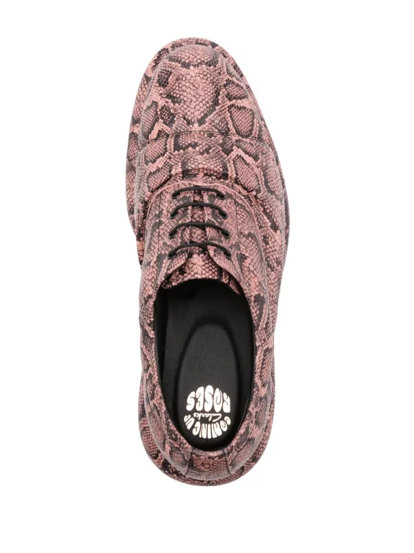 Martine Rose snake-print Leather Oxford Shoes | Pink | FARFETCH