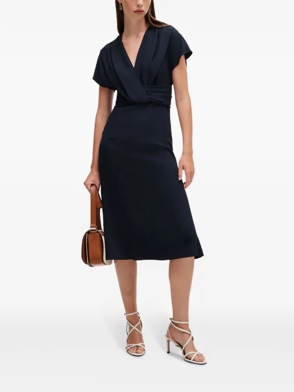 BOSS Draped Midi Dress Blue FARFETCH PH