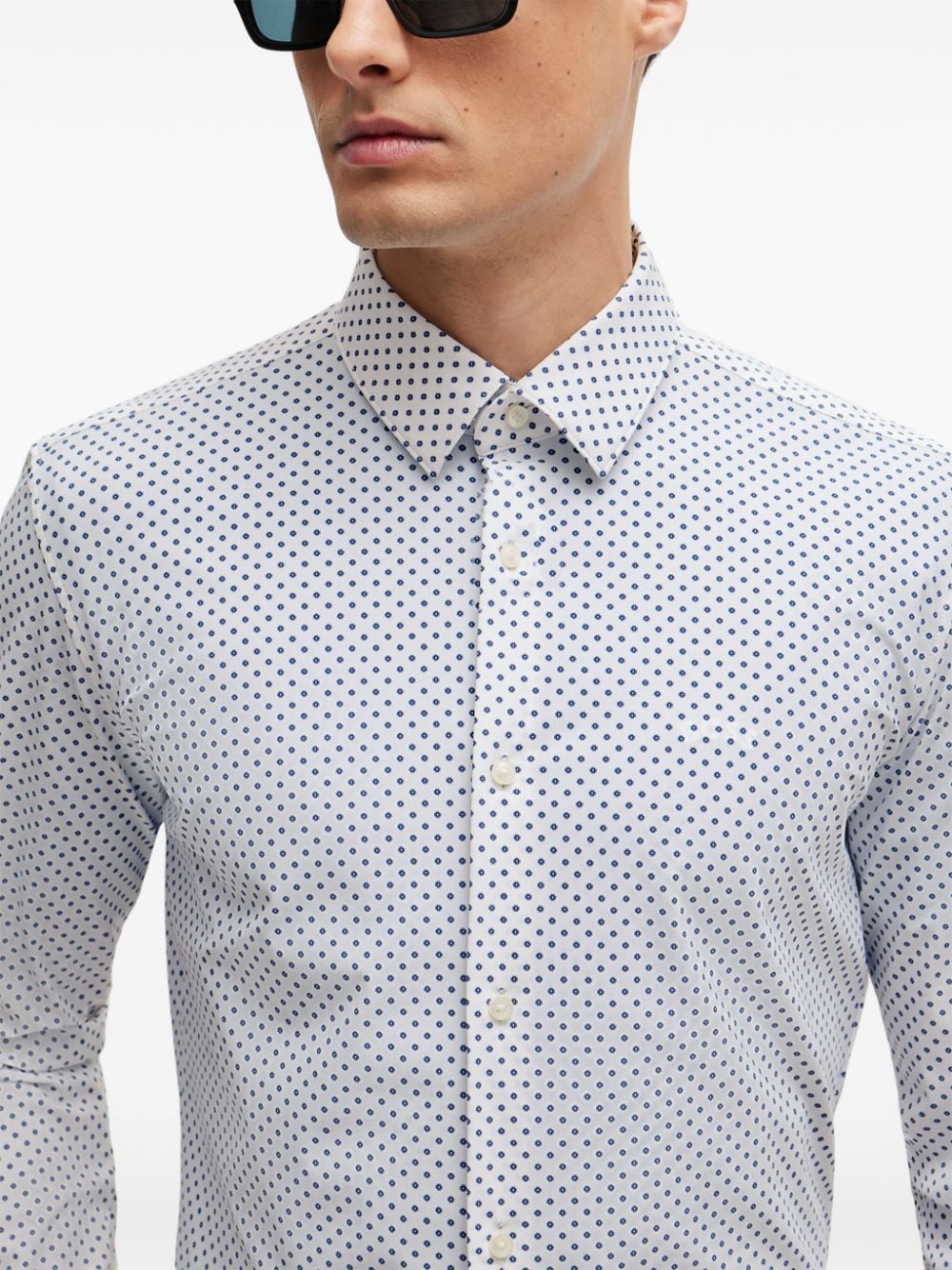 Shop Hugo Boss Geometric-pattern Shirt In White