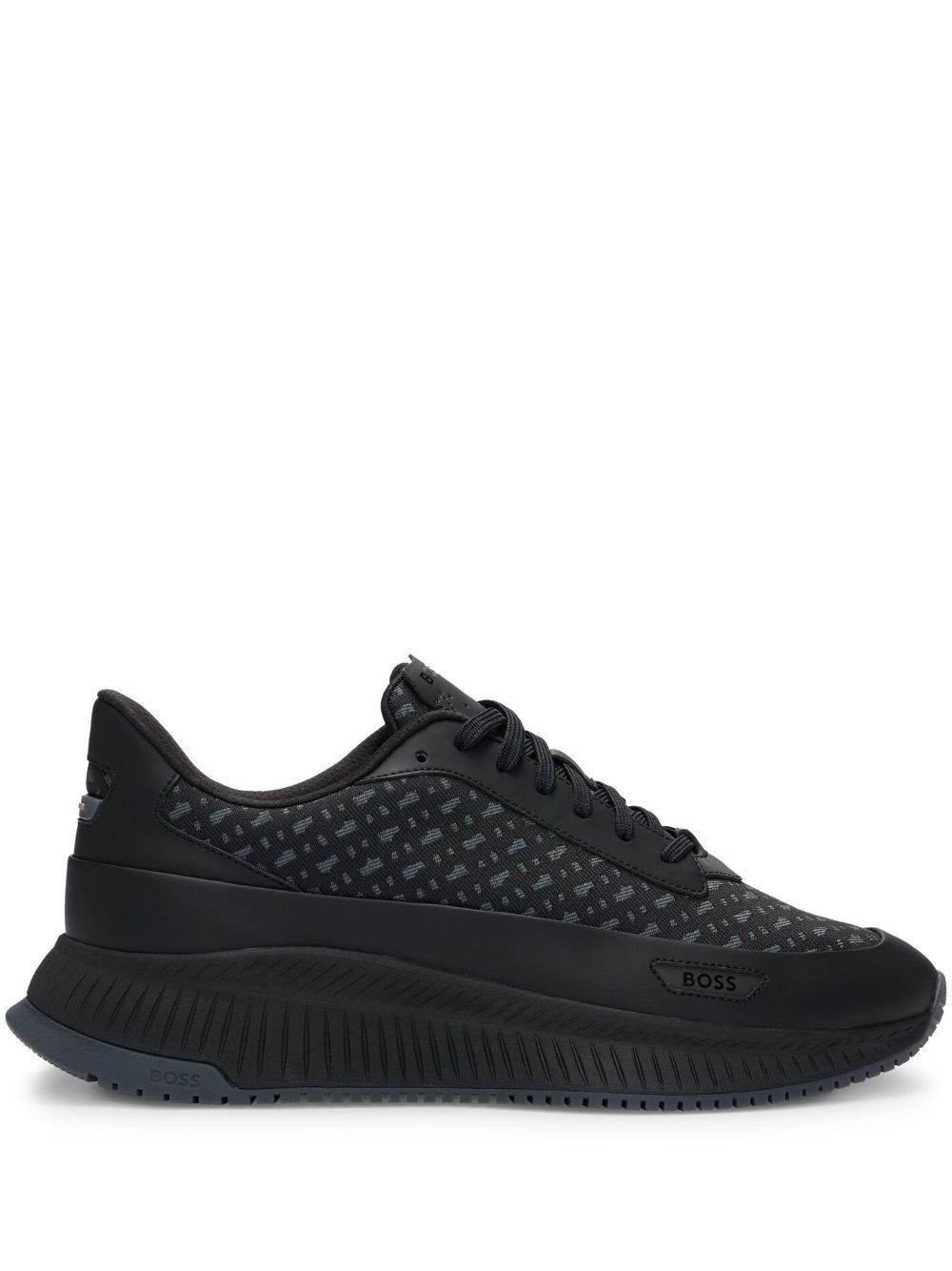 Hugo Boss Monogram-jacquard Sneakers In Black