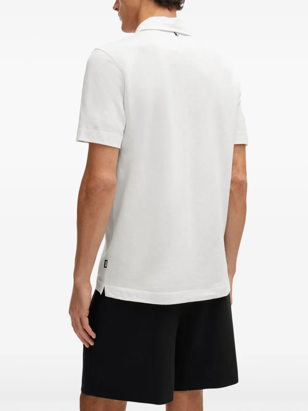 Shop Hugo Boss Cotton-linen Mélange Polo Shirt In White