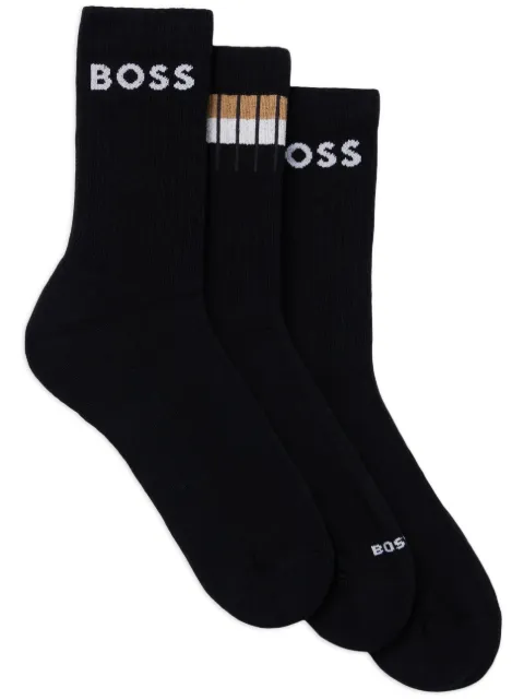 BOSS Kit 3 pares de meias com logo intarsia
