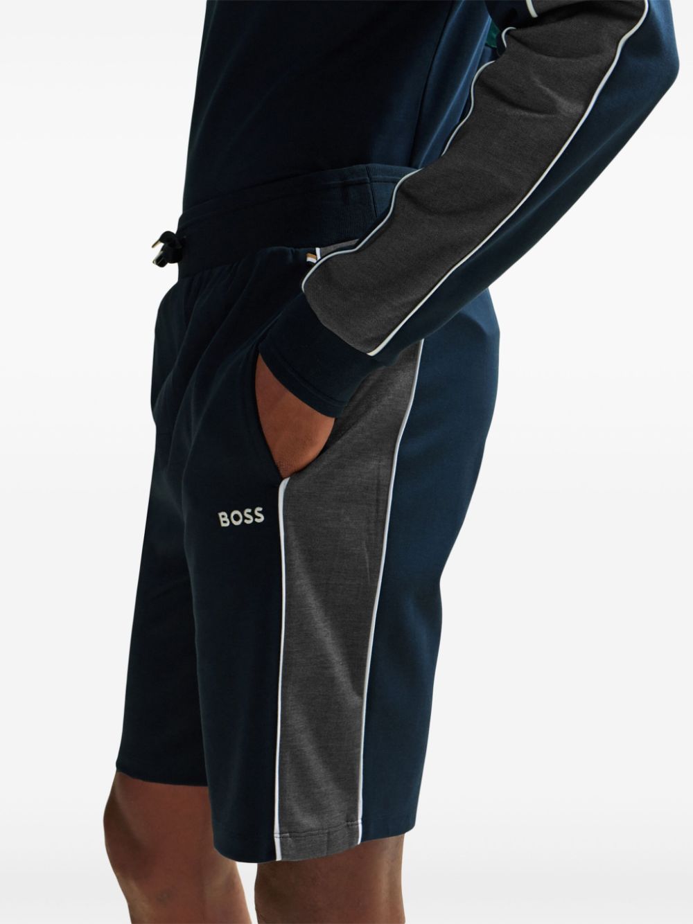 Shop Hugo Boss Logo-embroidered Track Shorts In Blue