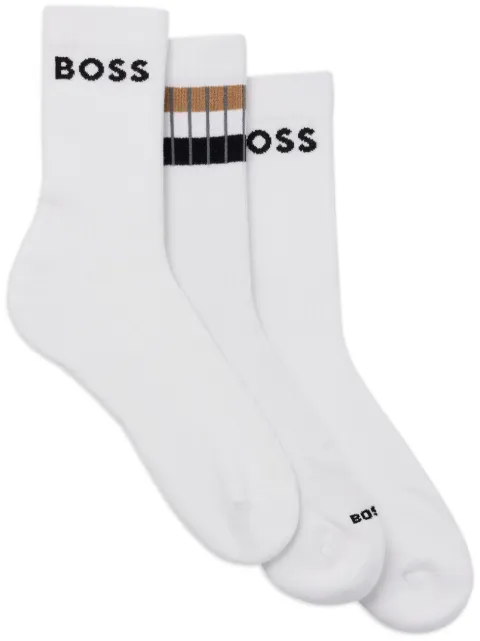 BOSS Kit 3 pares de meias com logo intarsia