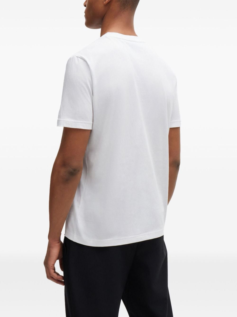Shop Hugo Boss Textured-logo Cotton T-shirt In White