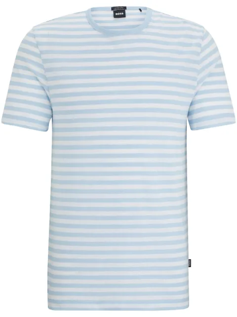 BOSS striped cotton-linen T-shirt