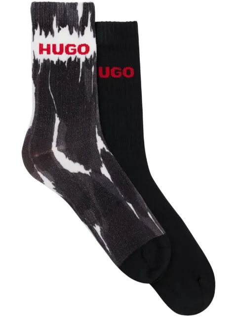 HUGO Kit 2 pares de meias com logo intarsia
