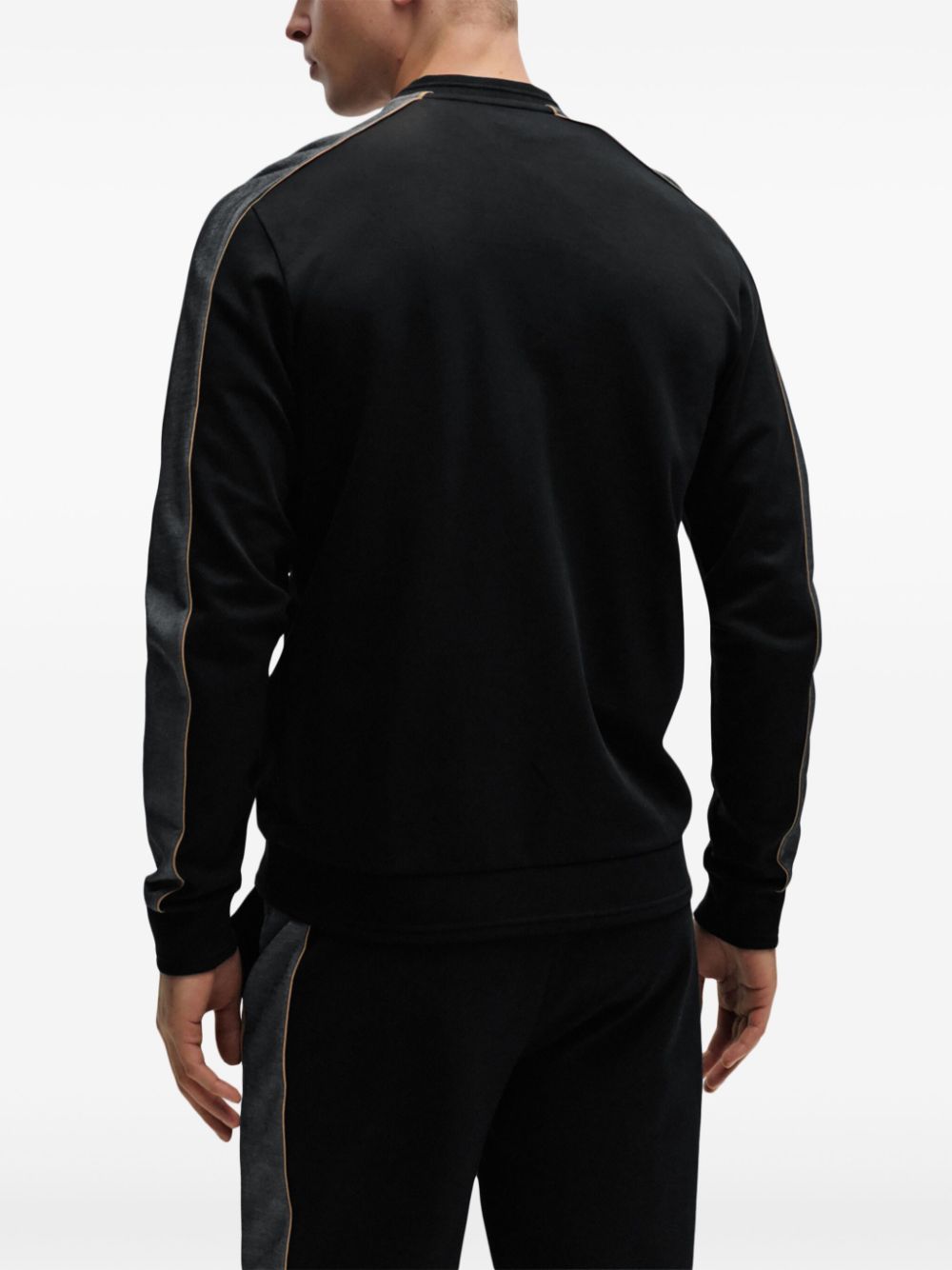 Shop Hugo Boss Zip-up Jersey Sweatshirt In Black