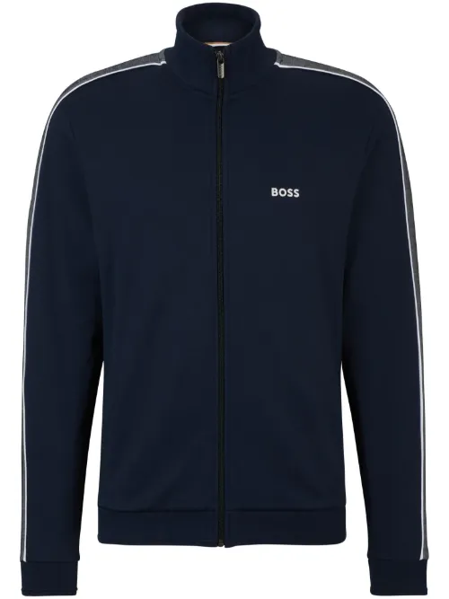 Cardigan zippé à logo imprimé - BOSS - Modalova