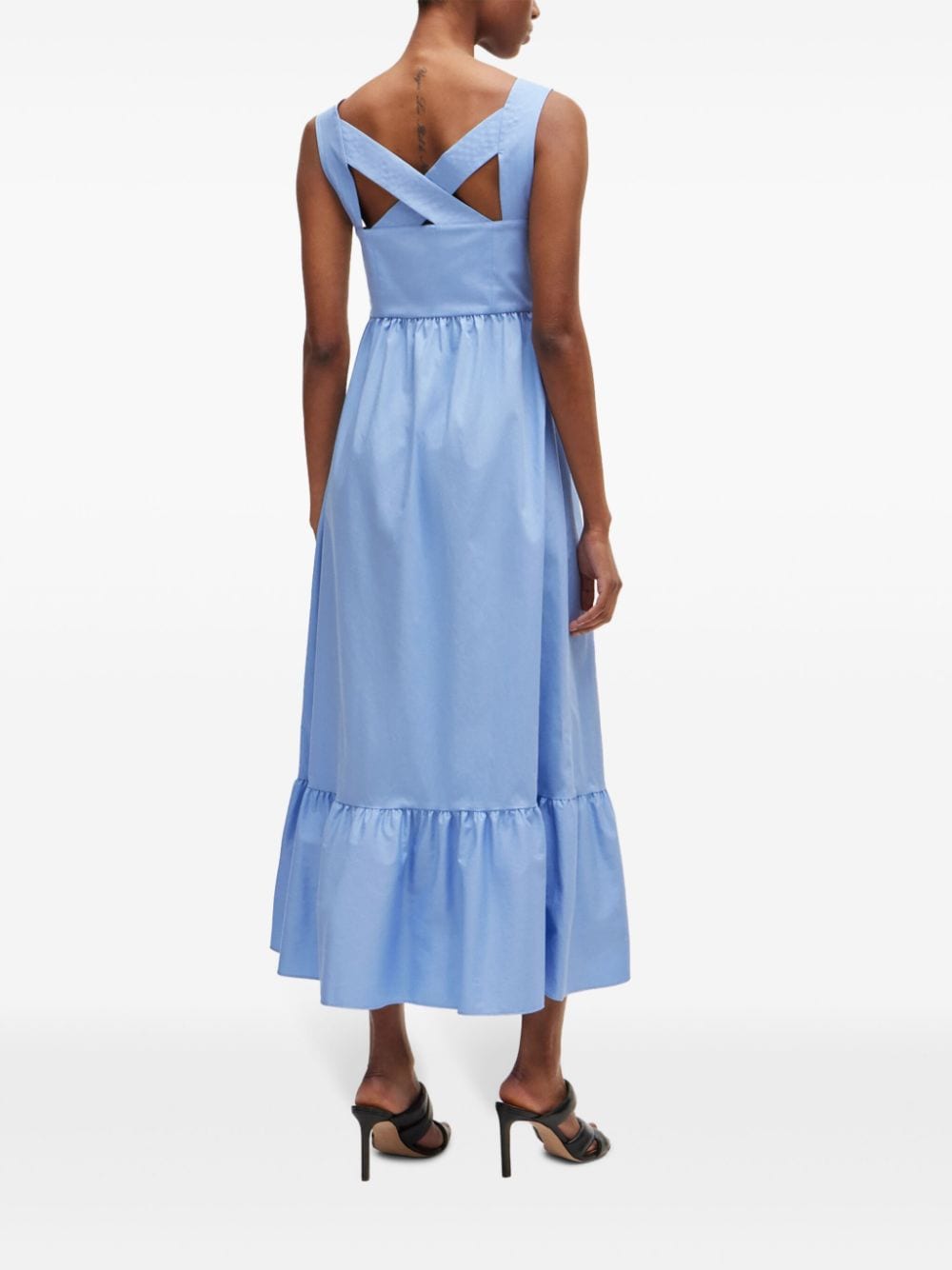 Shop Hugo Boss Cotton Maxi Dress In Blue