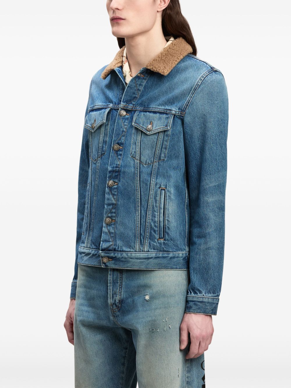 Shop Palm Angels Bear In Mind Denim Jacket In Blue