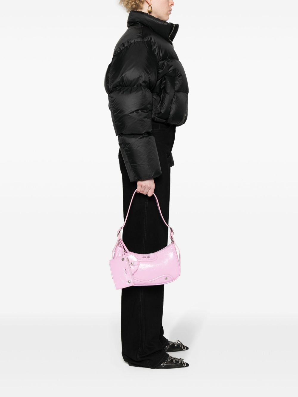 Shop Liu •jo Logo-lettering Shoulder Bag In Pink