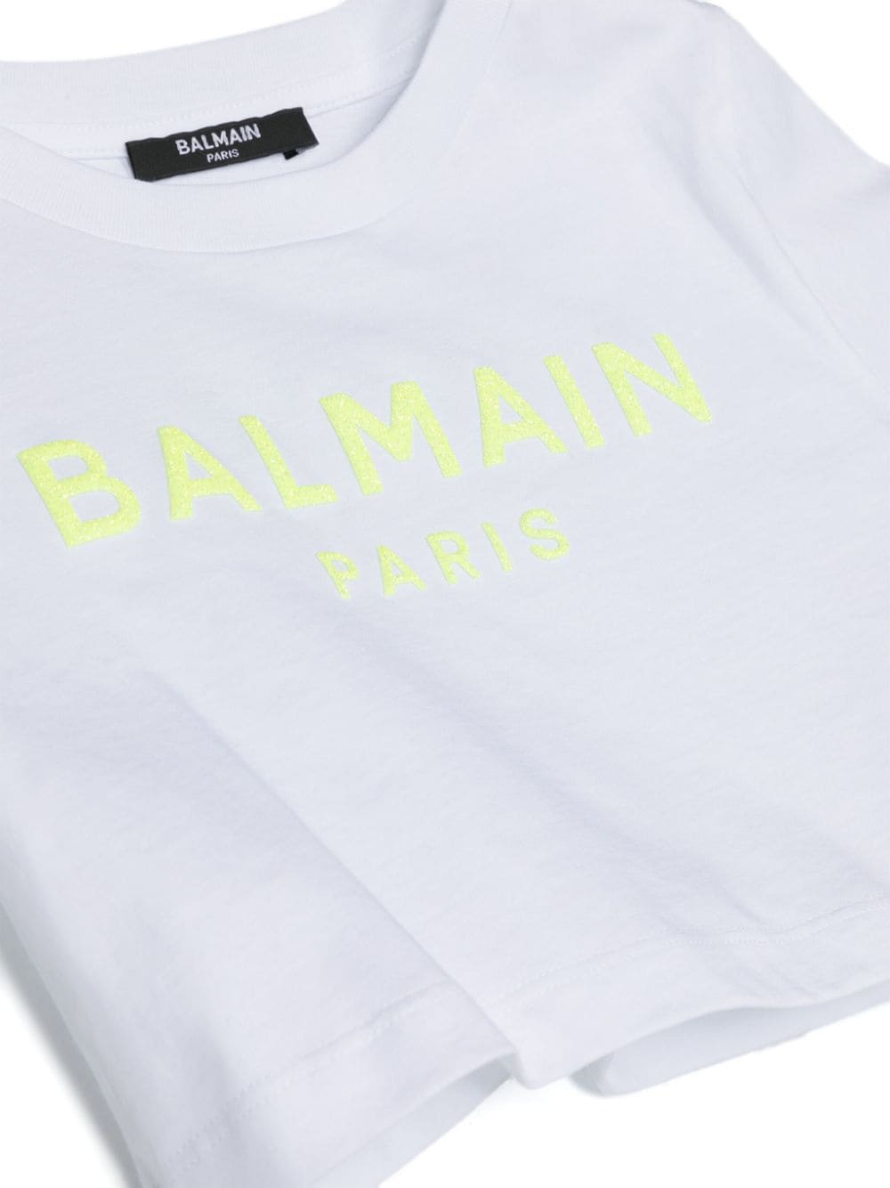 Balmain Kids Cropped T-shirt met logoprint Wit