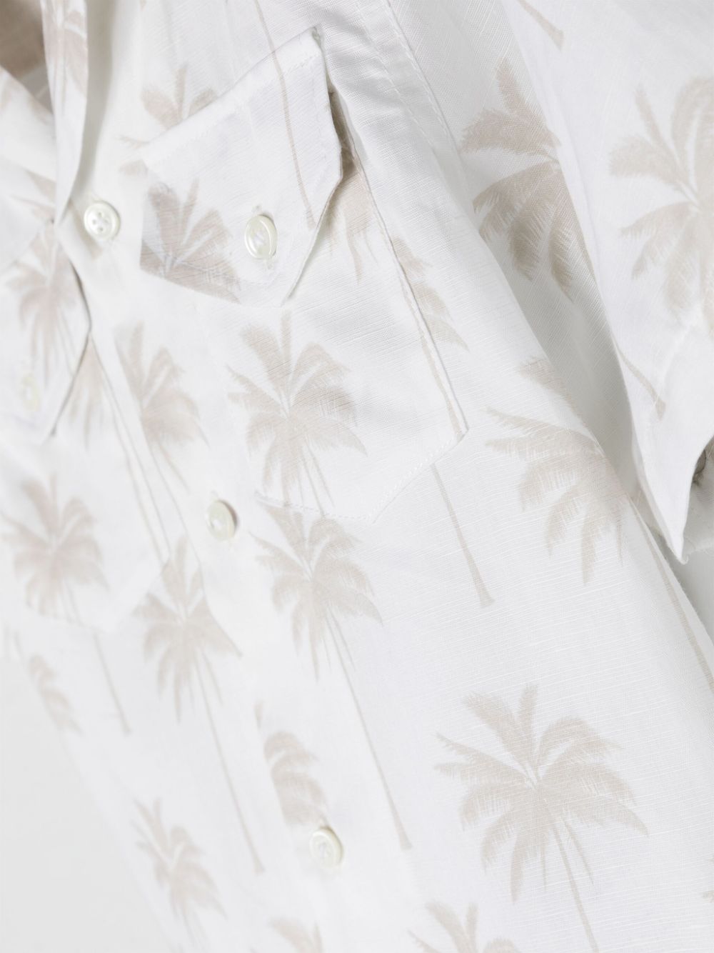 Shop Eleventy Palm Tree-print Short-sleeve Shirt In White