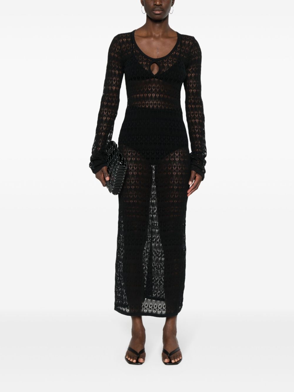 Shop Isabel Marant Poros Crochet Maxi Dress In Black