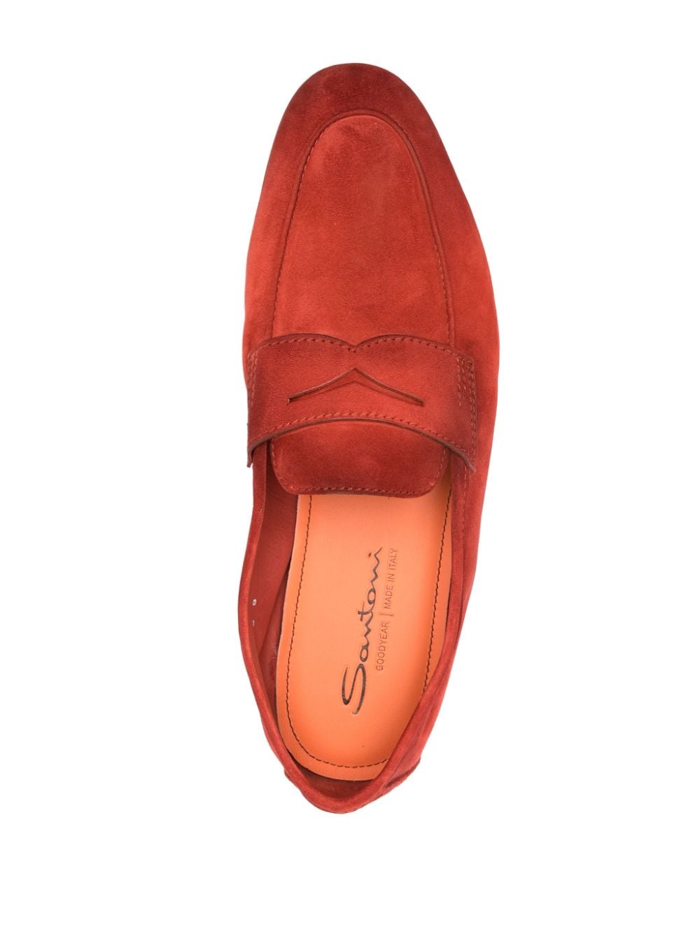 Shop Santoni Penny-slot Suede Loafers In Red