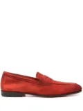 Santoni penny-slot suede loafers - Red