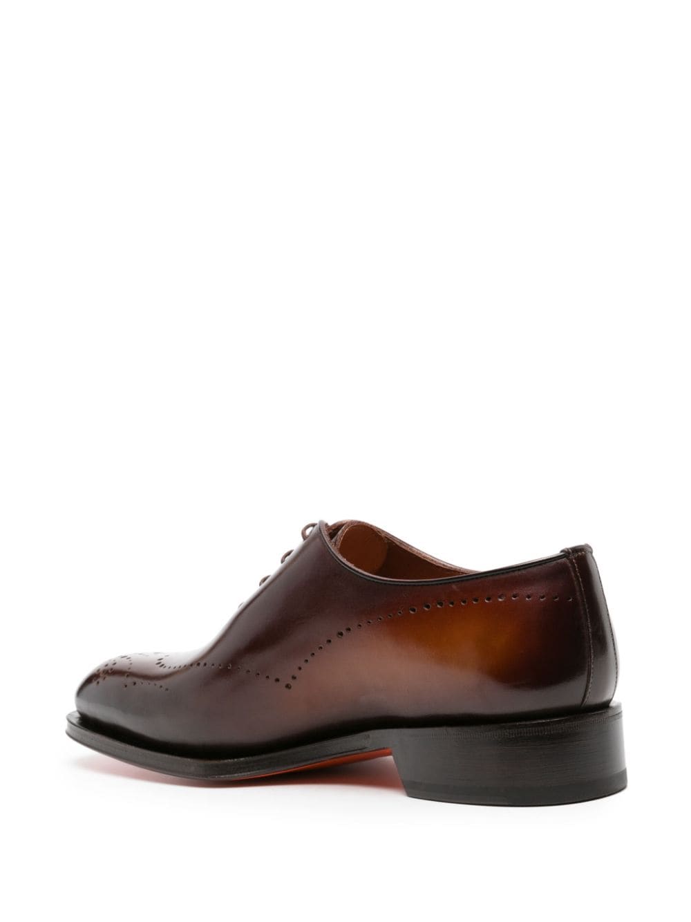 Shop Santoni Burnished-finish Leather Brogues In Brown
