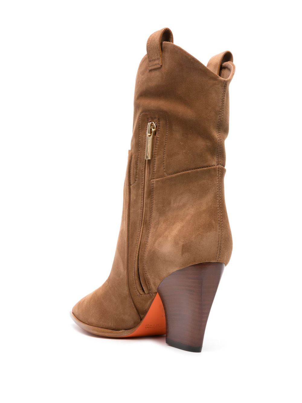 Shop Santoni 90mm Suede Ankle Boots In Brown