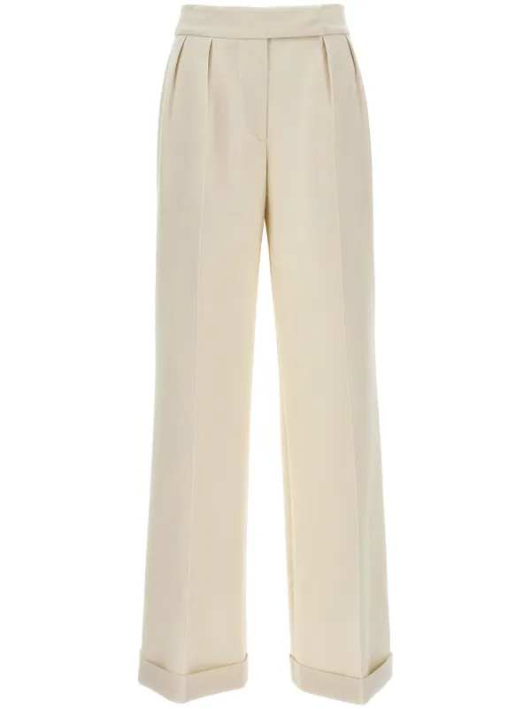 Kiton Tailored Palazzo Pants in Neutrals