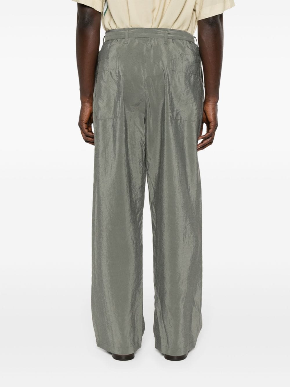 Shop Lemaire Silk Tapered Trousers In Grey