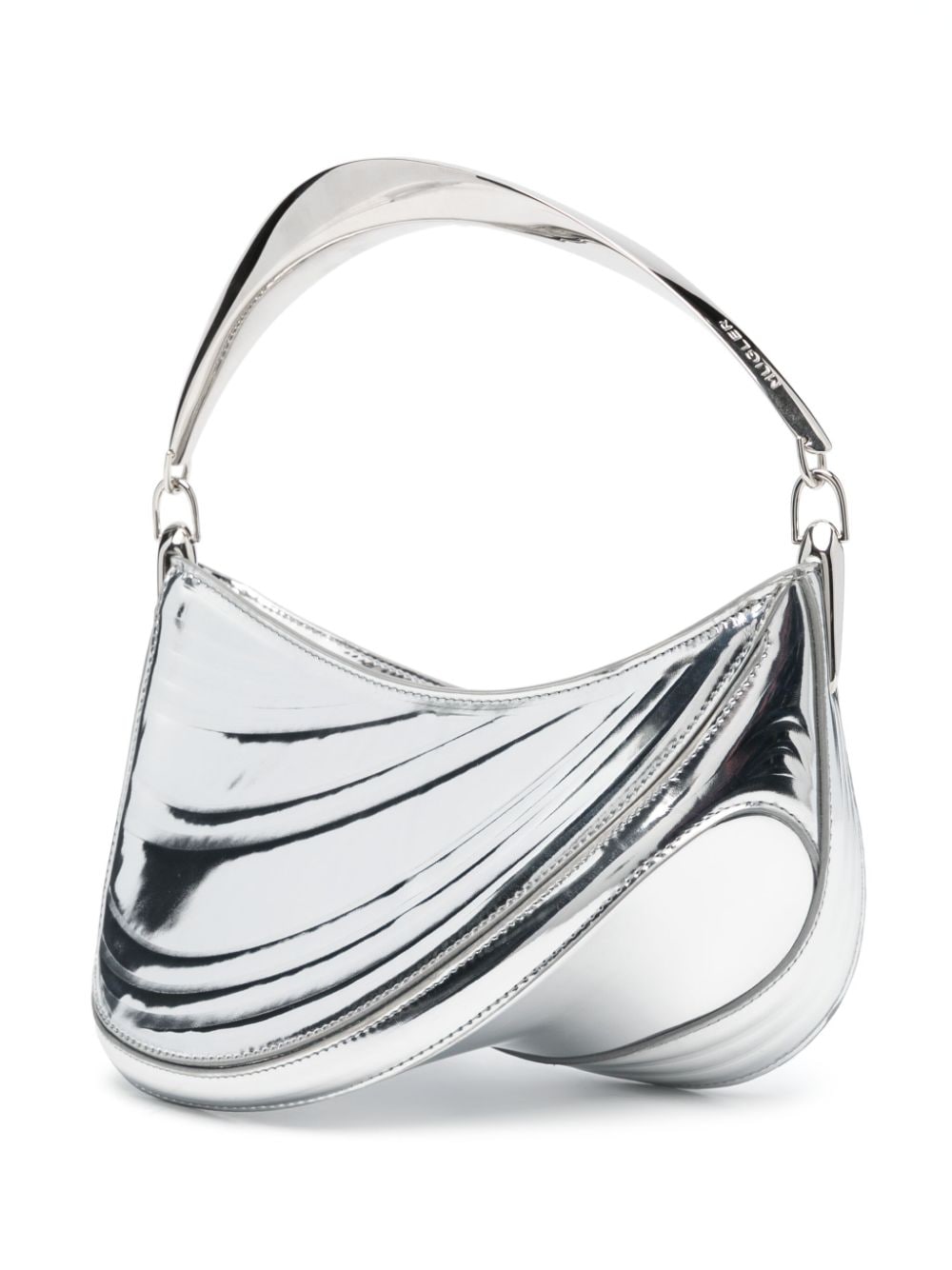 Shop Mugler Curve 01 Shoulder Bag In Silver