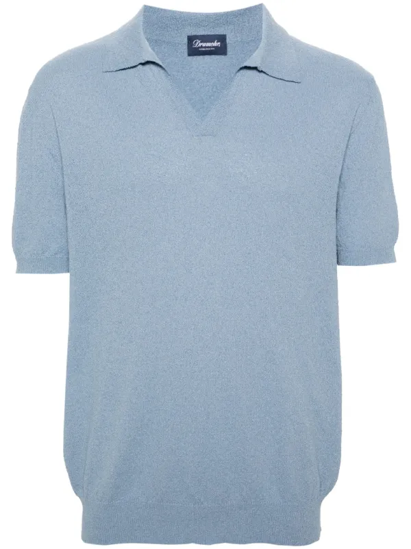 Drumohr Split-neck Polo Shirt in Blue