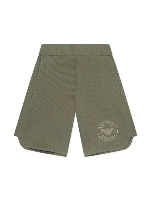 Emporio Armani Kids shorts de canalé con logo bordado