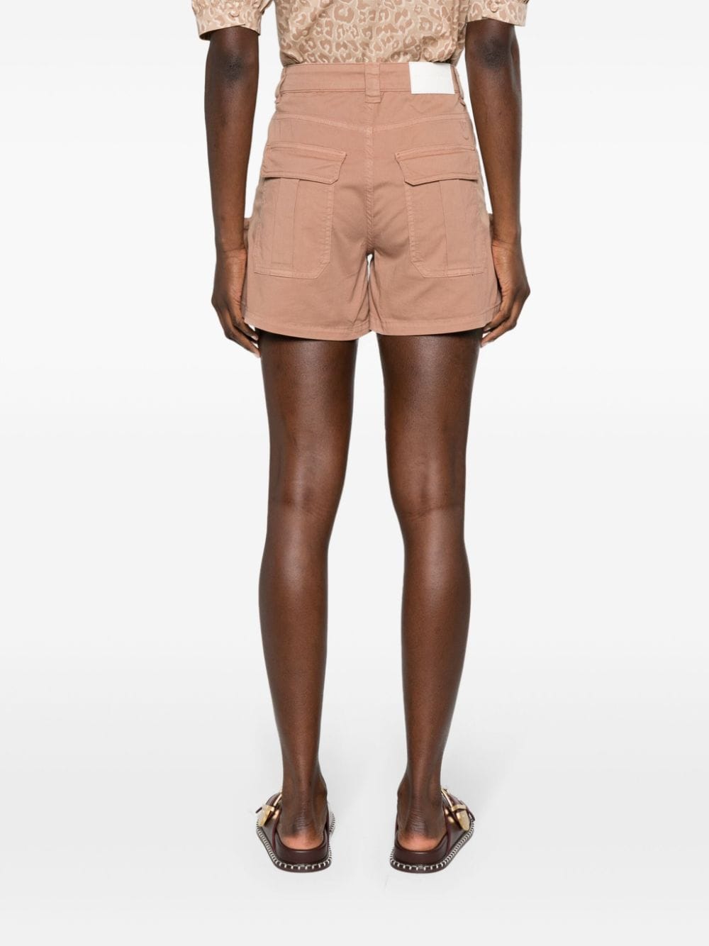 Shop Pinko Mid-rise Cargo Shorts In Brown