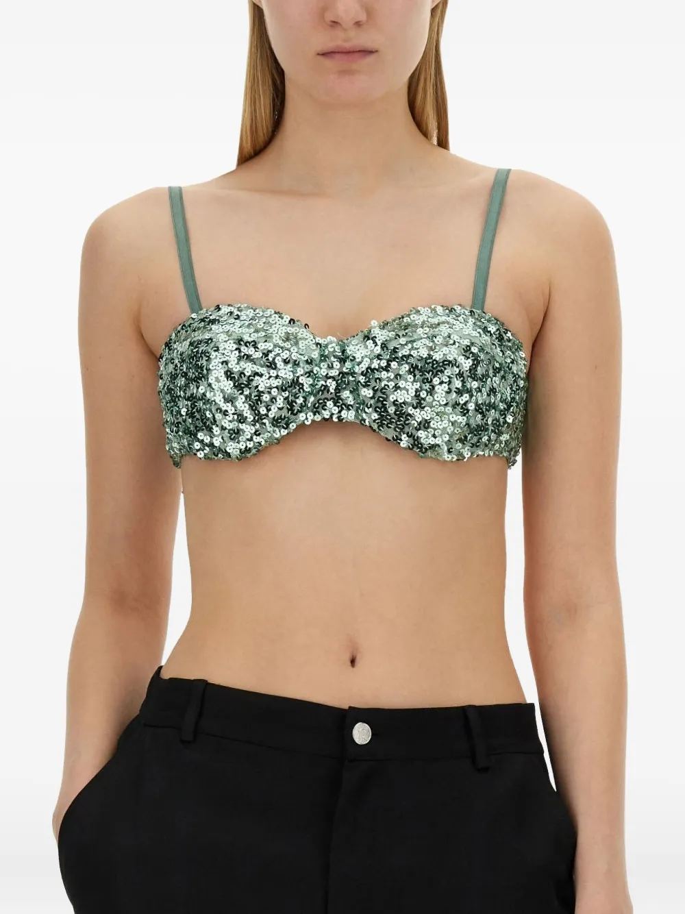 MOSCHINO JEANS Top verfraaid met pailletten Groen
