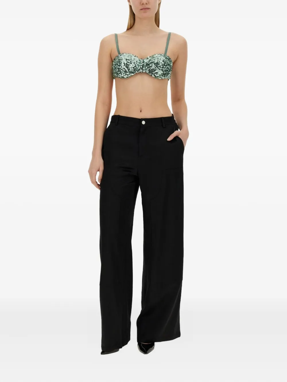 MOSCHINO JEANS Top verfraaid met pailletten Groen