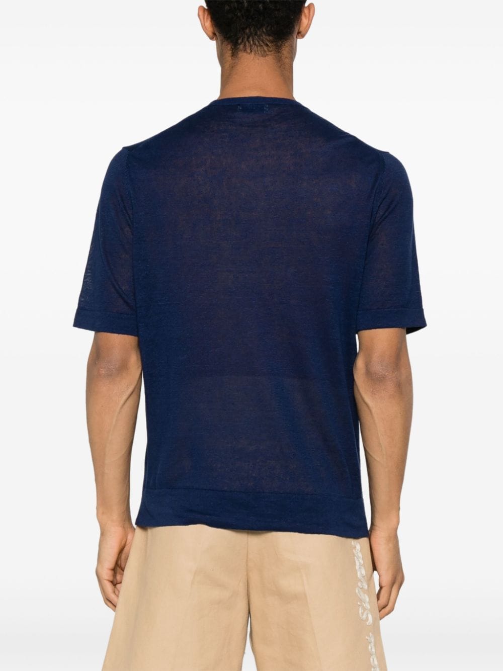 Shop Ballantyne Fine-knit Linen Shirt In Blue