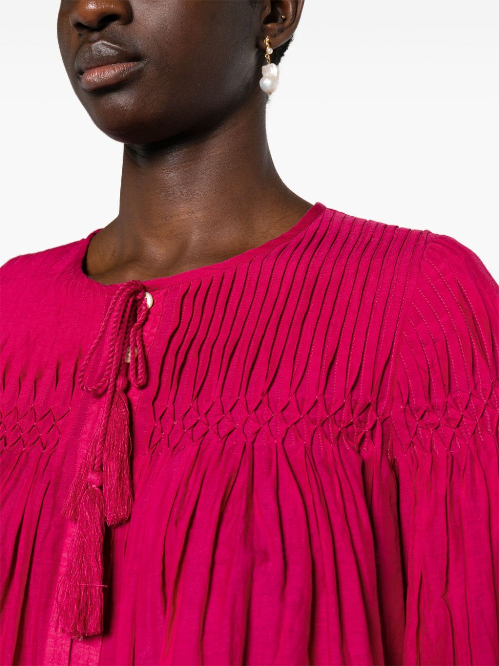 Shop Marant Etoile Abadi Pintuck Blouse In Pink