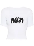 MSGM logo-print smocked T-shirt - White