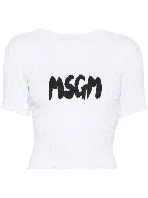 MSGM logo-print smocked T-shirt