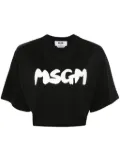 MSGM logo-print cropped T-shirt - Black