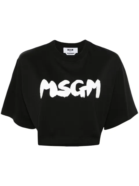 MSGM t-shirt crop à logo imprimé