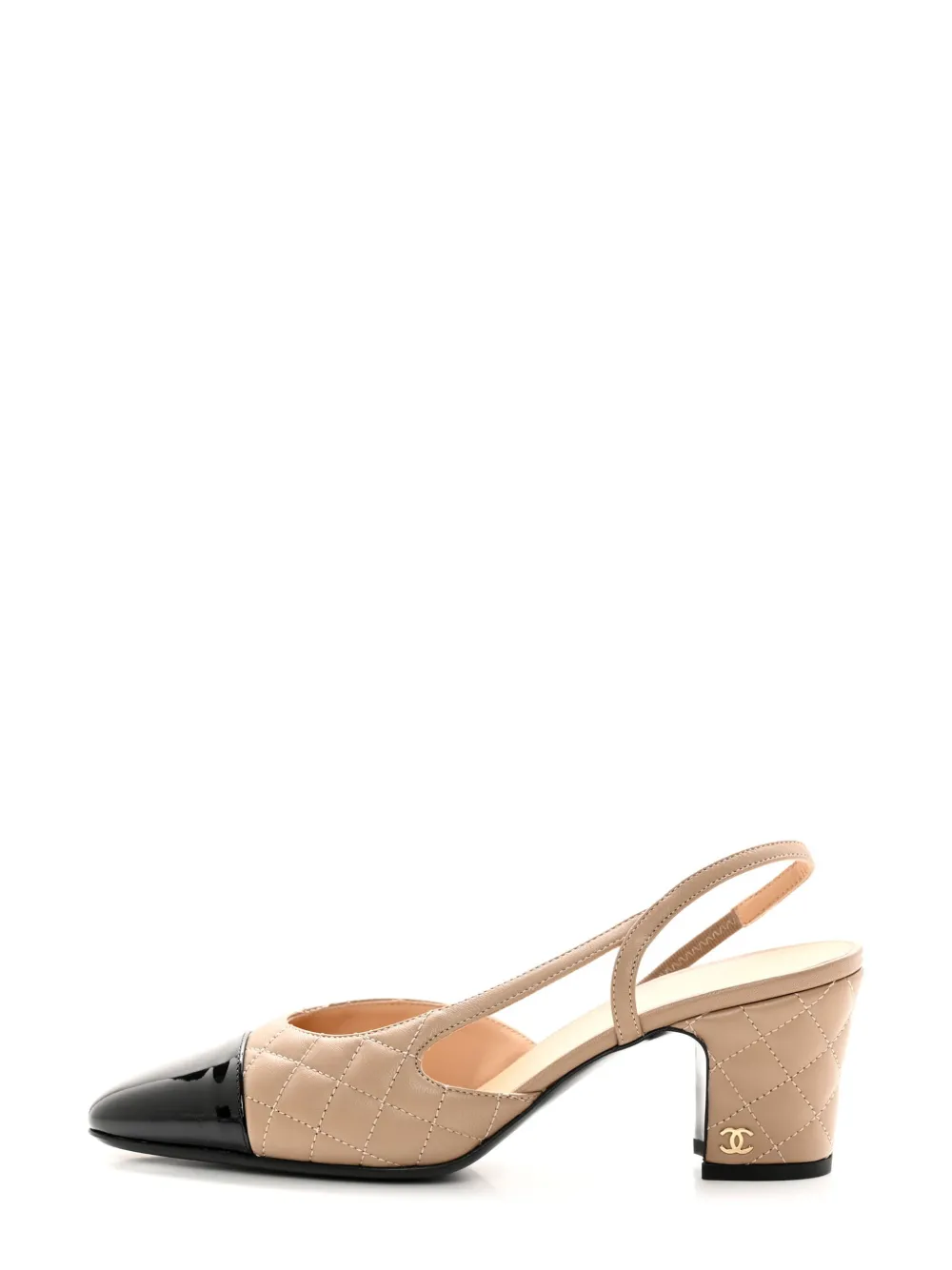 Pre-owned Chanel Contrasting Toecap Slingback Pumps In Neutrals