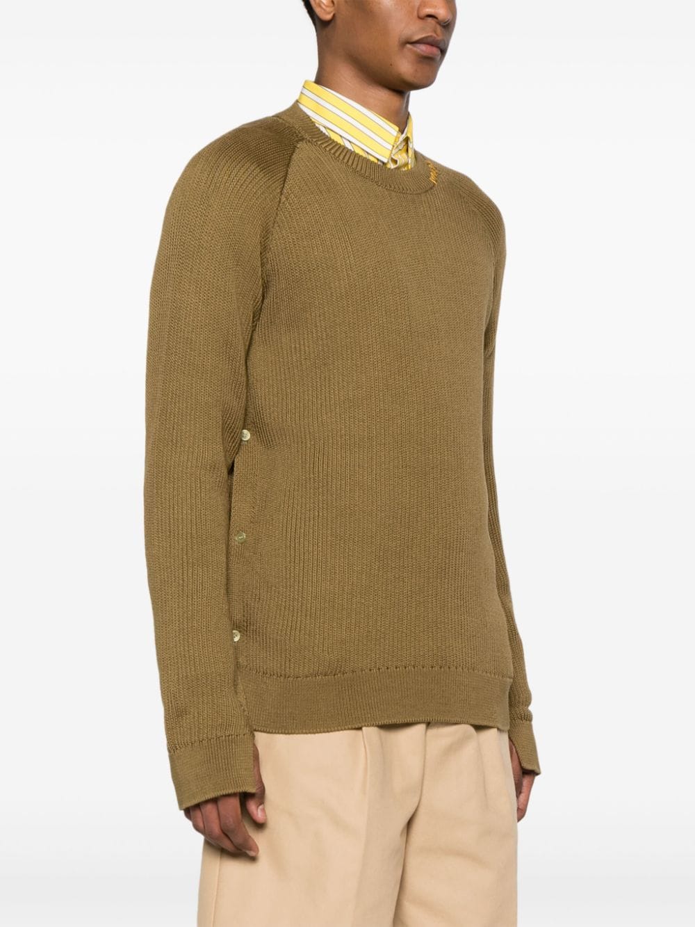 Shop Marni Buttoned Cotton Jumper In Green