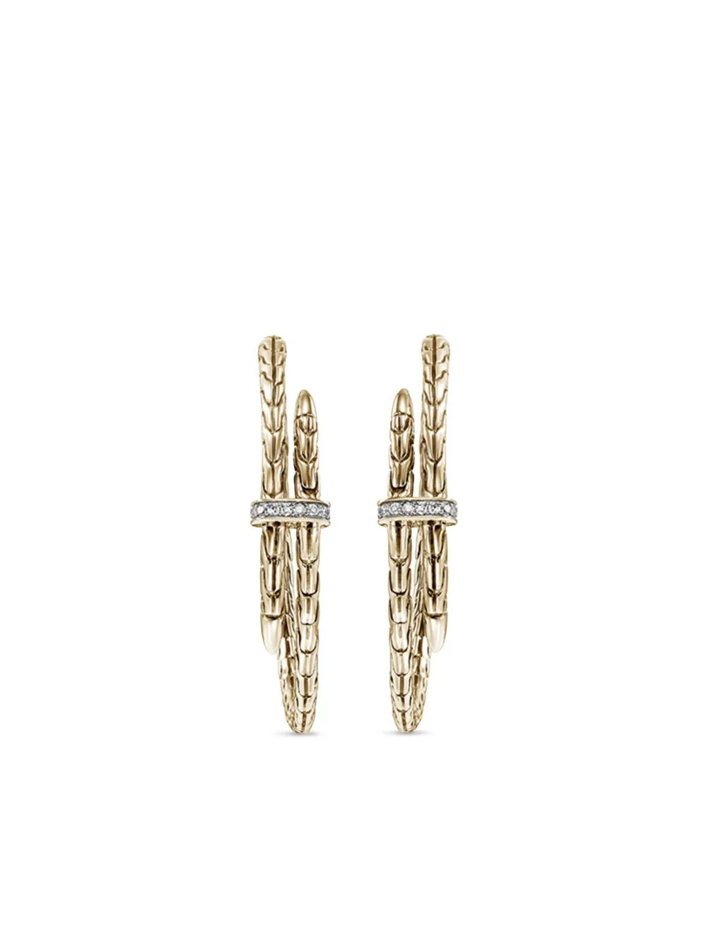 John Hardy 14kt gold Spear diamond hoop earrings - Oro
