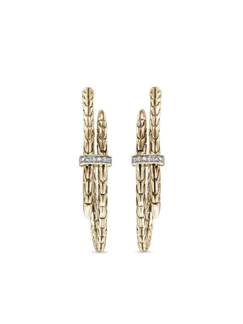 John Hardy 14kt gold Spear diamond hoop earrings